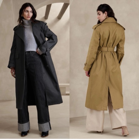 NWOT! Banana Republic Black Timeless Trench Coat - Multiple Sizes - Picture 3 of 7